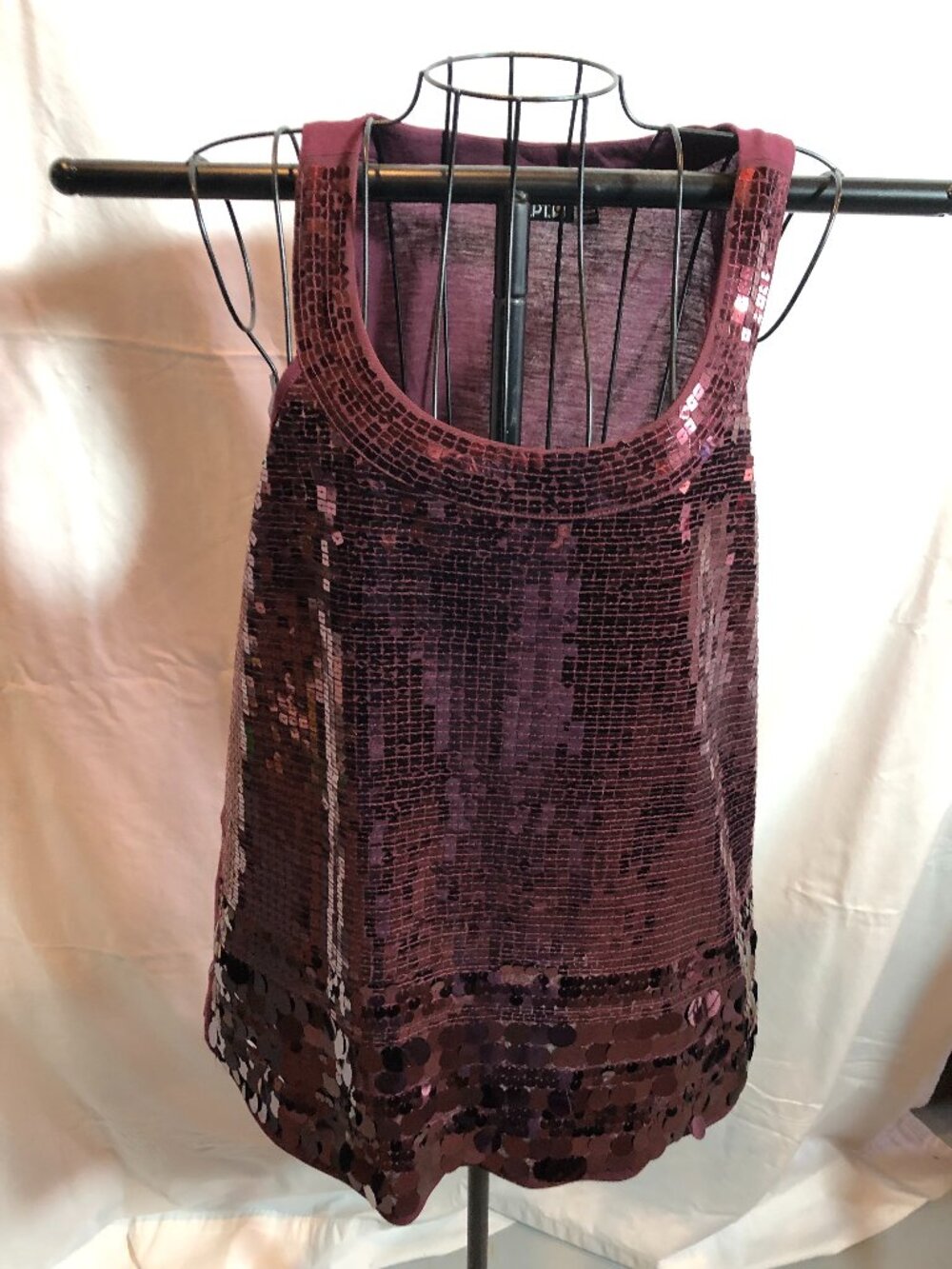 APT 9 LARGE Burgundy Sleeveless Tank with Sequins 20" Pit to Pit #KD